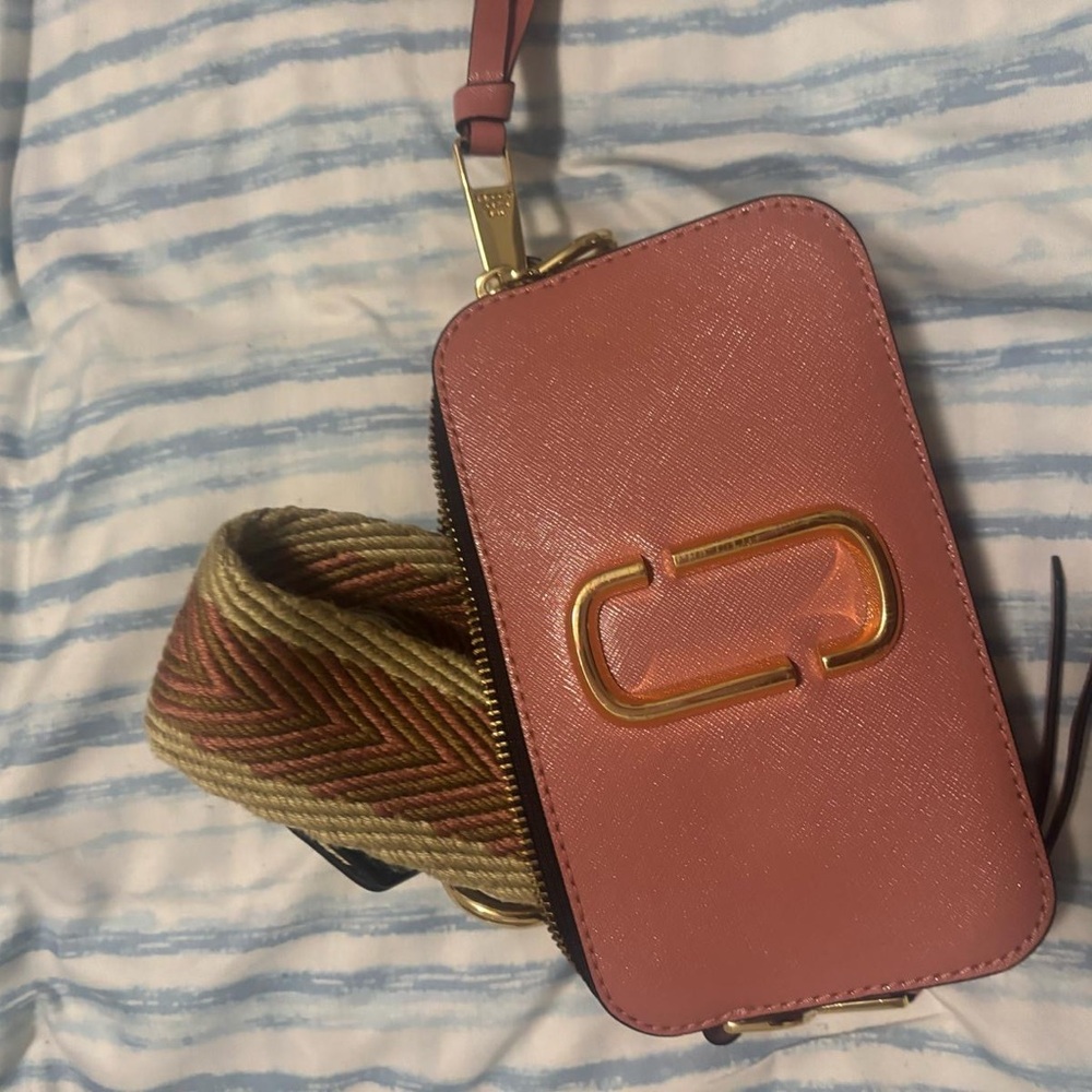 Pink Crossbody Bag with Gold Accent